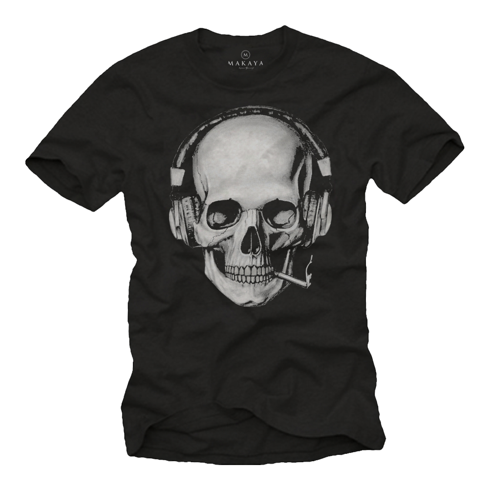 Herren T-Shirt - Totenkopf mit Kopfh?rern