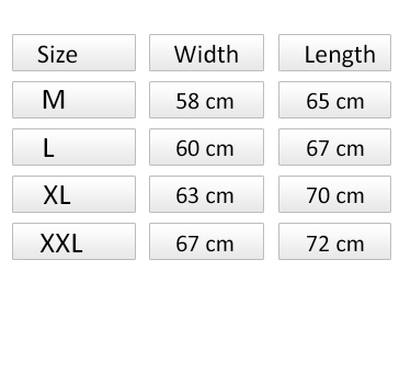 Tabelle T-Shirt Weiten und Längen